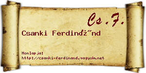 Csanki Ferdinánd névjegykártya